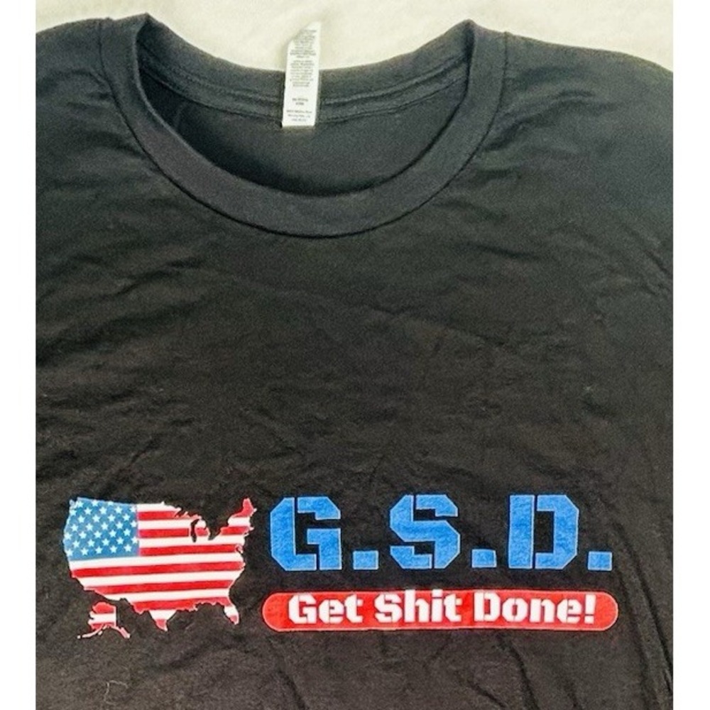G.S.D. Get Sh*t Done! GSD USA Patriotic 100% Cotton Black T-Shirt Men's 2XL